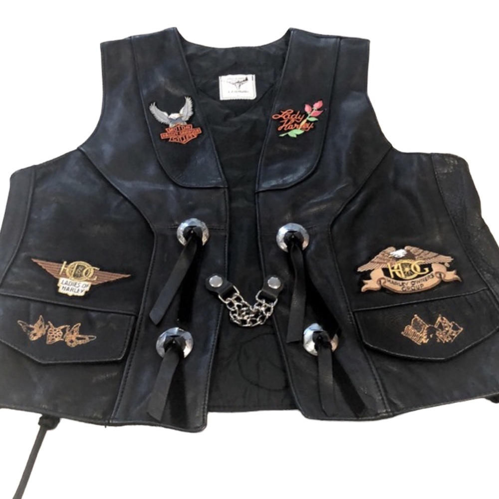 S.P. LEATHERS GENUINE LEATHER MOTO VEST BLACK SIZE LARGE